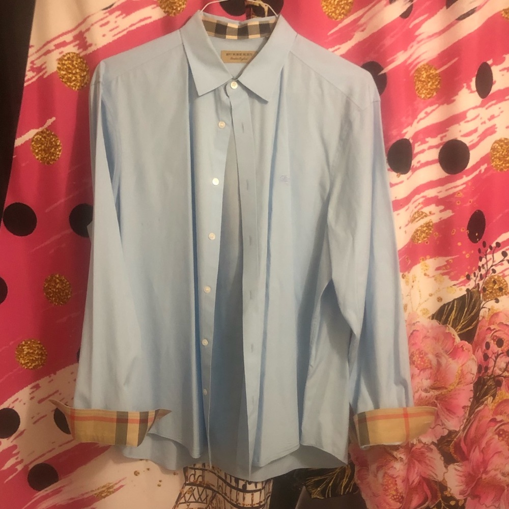 EUC Light Blue Burberry button down shirt